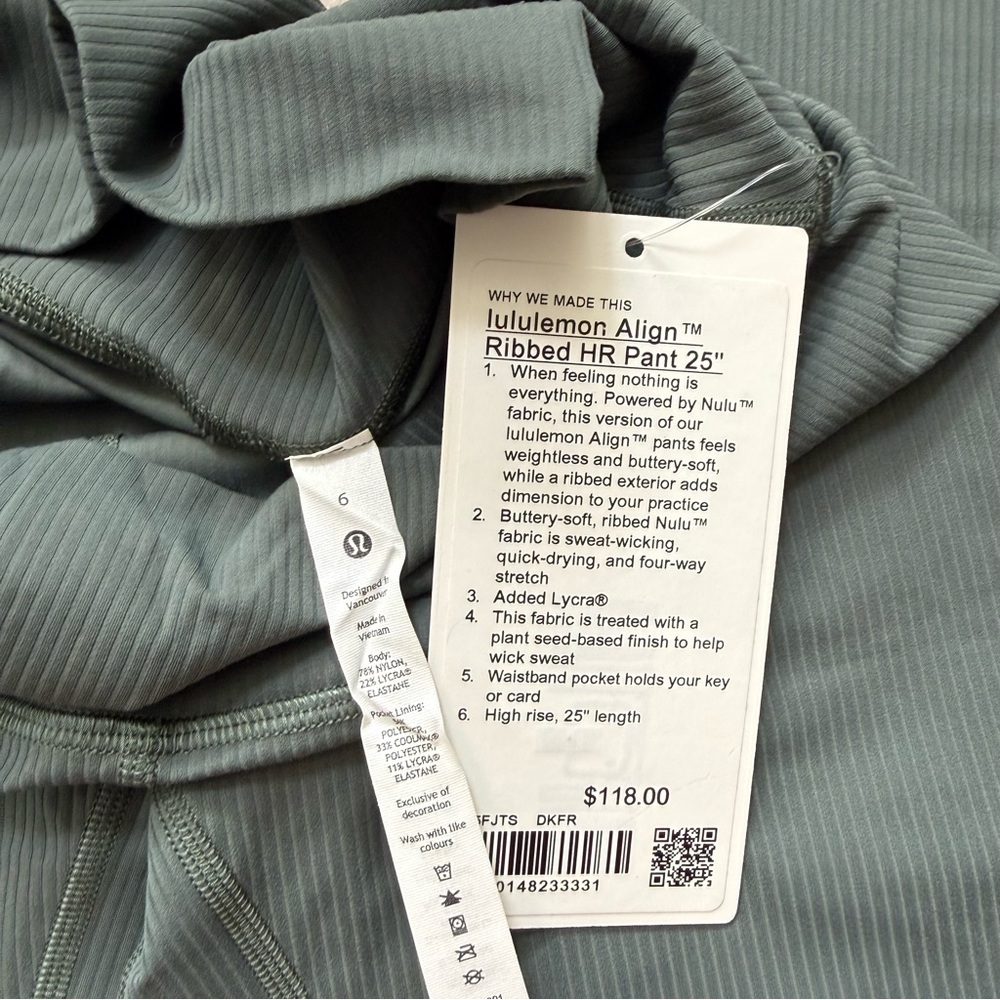 Lululemon Align Ribbed 25” Pant - Dark Forest - Picture 6 of 7